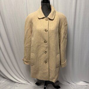 Bromley Collection Womens Wool Blend Coat Sz 16 Oatmeal Neutral Button-Up Lined